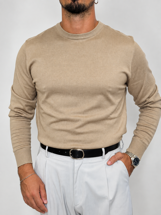GIROCOLLO IN MAGLIA FINE BEIGE