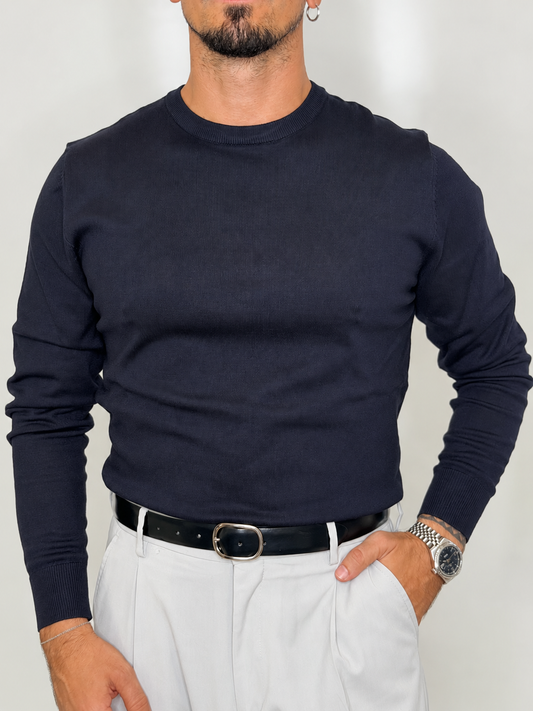 GIROCOLLO IN MAGLIA FINE BLU NAVY