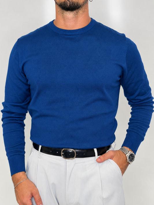 GIROCOLLO IN MAGLIA FINE BLU ROYAL
