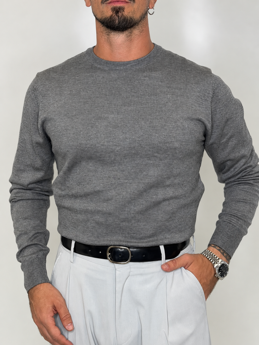 GIROCOLLO IN MAGLIA FINE GRIGIO
