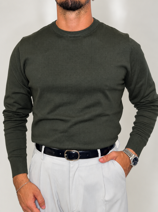 GIROCOLLO IN MAGLIA FINE VERDE MILITARE