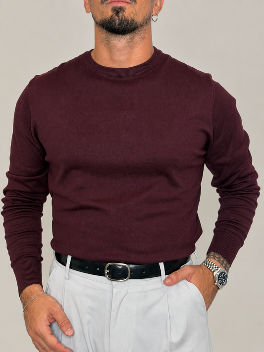GIROCOLLO IN MAGLIA FINE BORDEAUX