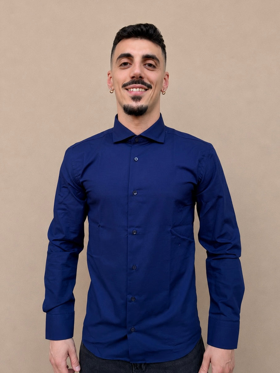 Camicia in lino blu