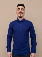 Camicia in lino blu