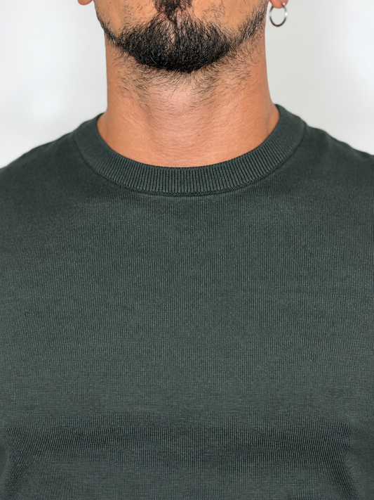 GIROCOLLO IN MAGLIA FINE VERDE MILITARE