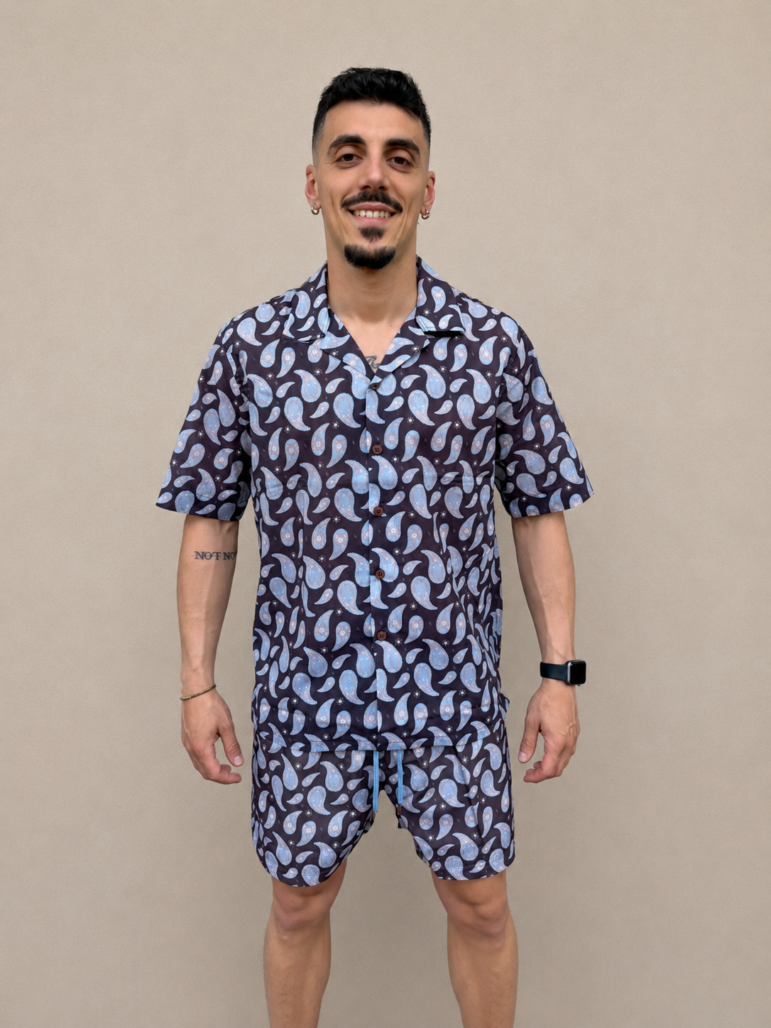 Coordinato camicia in cotone e costume da bagno V35