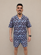Coordinato camicia in cotone e costume da bagno V35
