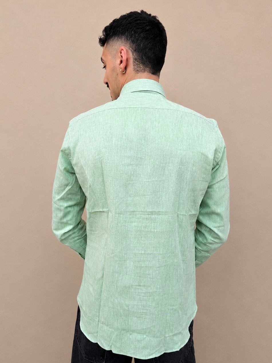 Camicia in lino verde