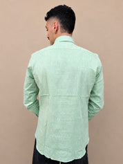 Camicia in lino verde