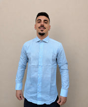 Camicia in lino cielo