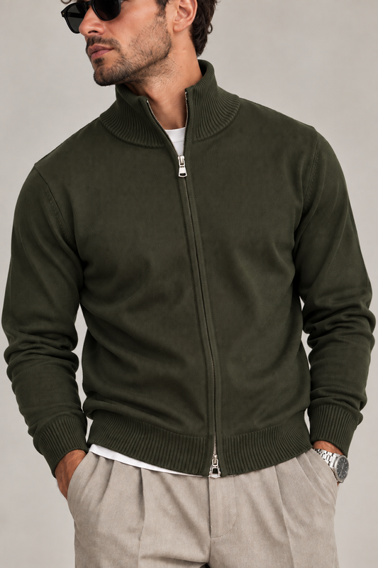 Lupetto con Zip uomo - VERDE MILITARE