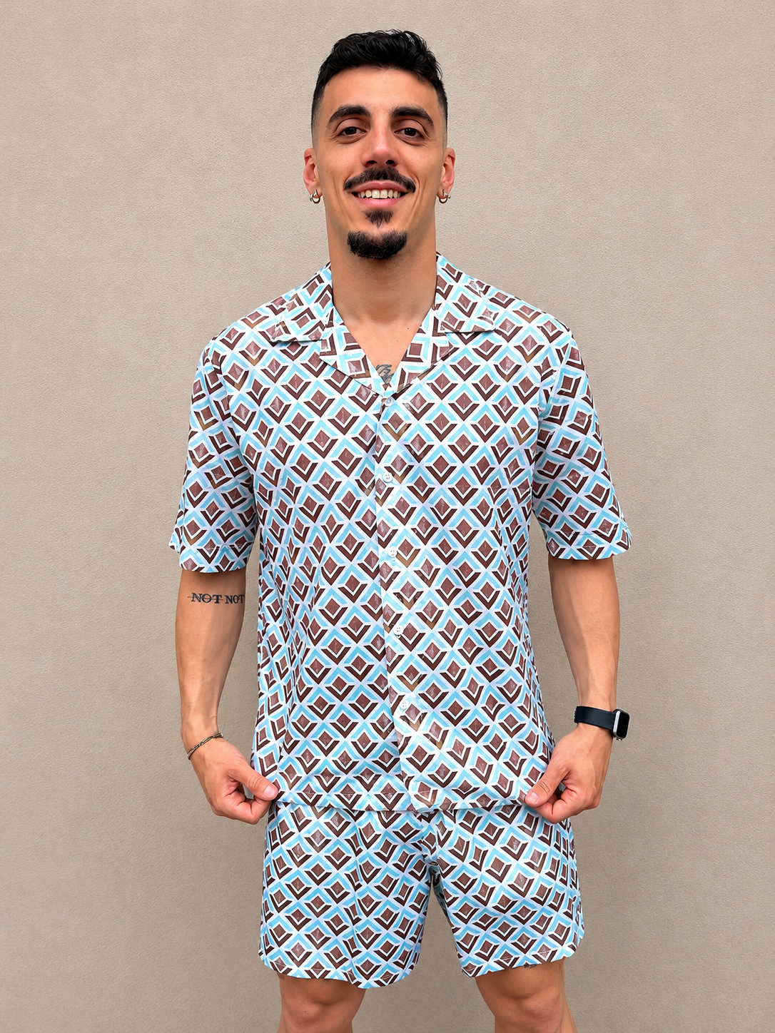 Coordinato camicia in cotone e costume da bagno V23