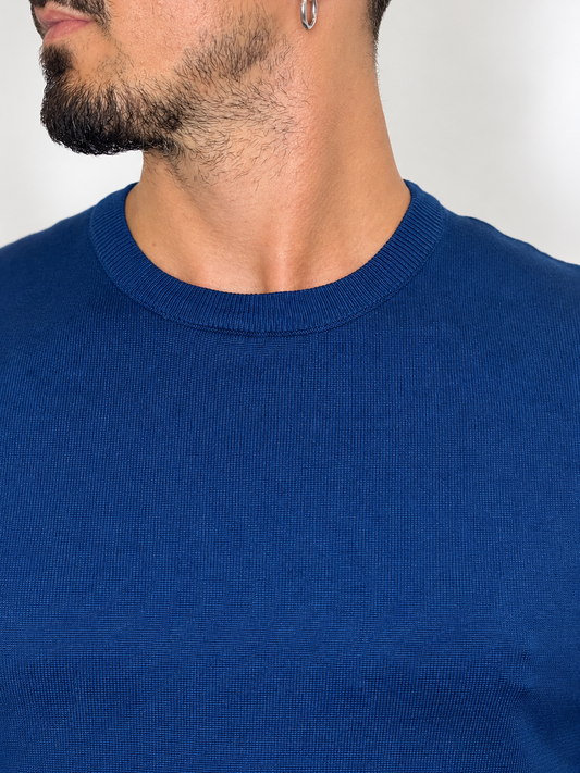 GIROCOLLO IN MAGLIA FINE BLU ROYAL