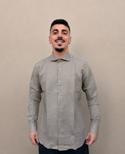 Camicia in lino fango