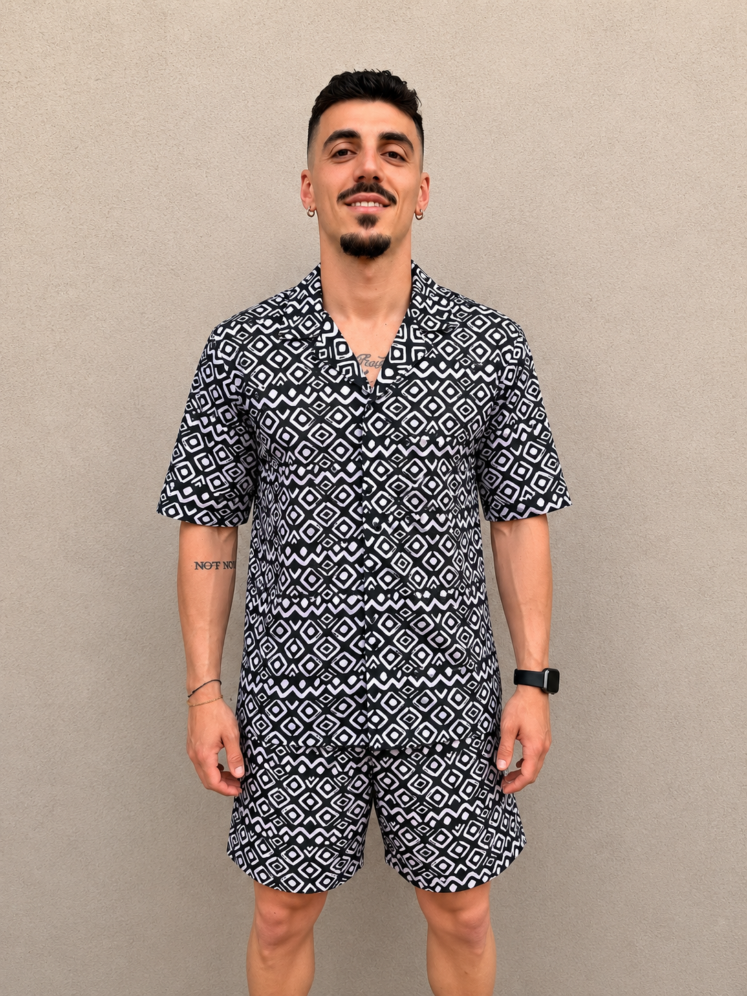 Coordinato camicia in cotone e costume da bagno V17