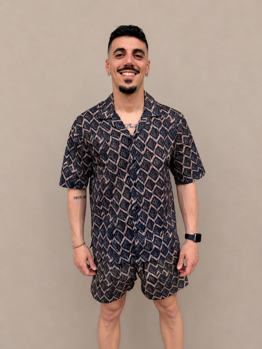Coordinato camicia in cotone e costume da bagno V22