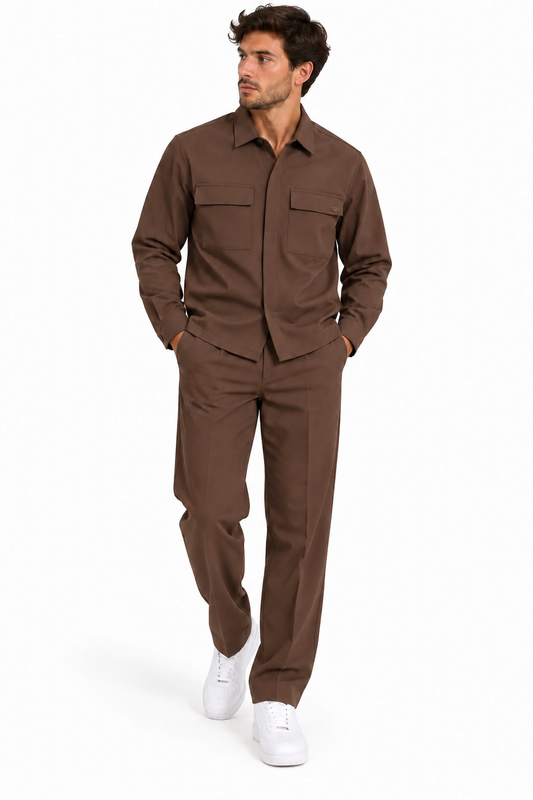 COMPLETO DISTRICT - CAMICIA E PANTALONE MORO