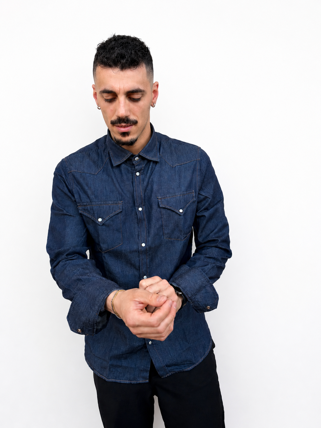 Camicia di jeans texana lavaggio scuro