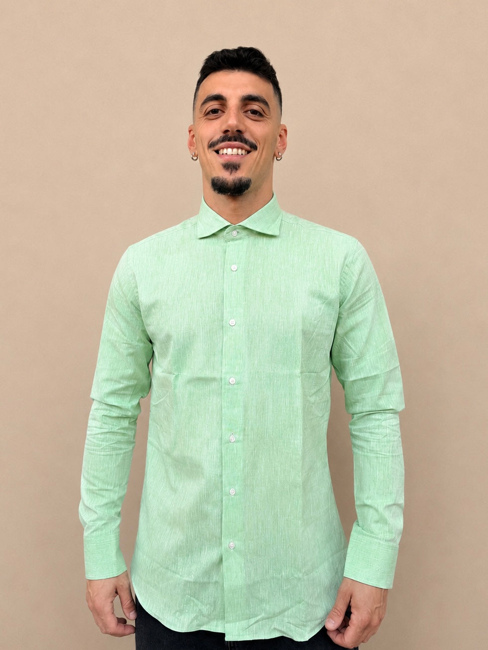 Camicia in lino verde
