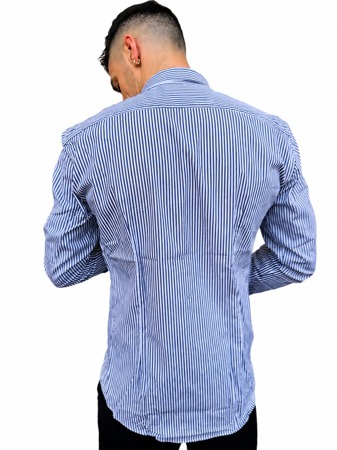Camicia a riga media blu