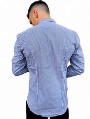 Camicia a riga media blu