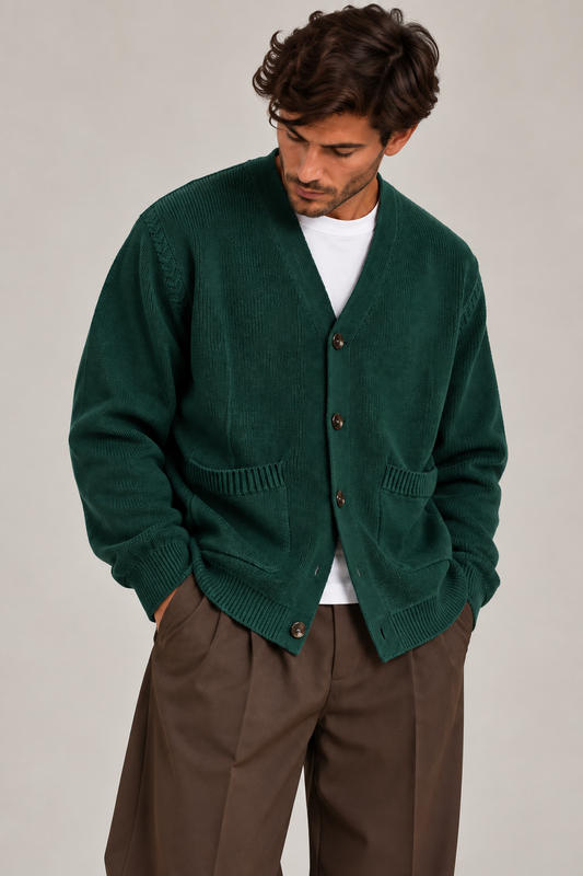 CARDIGAN CON TASCONI UOMO - VERDE