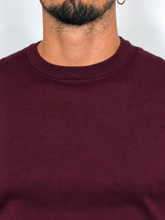 GIROCOLLO IN MAGLIA FINE BORDEAUX