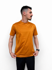T-shirt filo di scozia senape