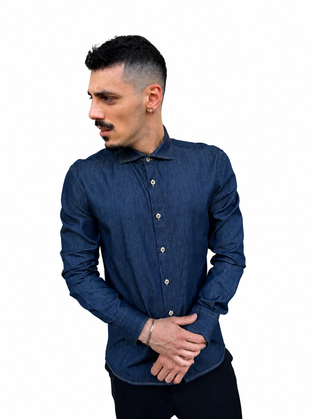 Camicia di jeans chambray lavaggio scuro