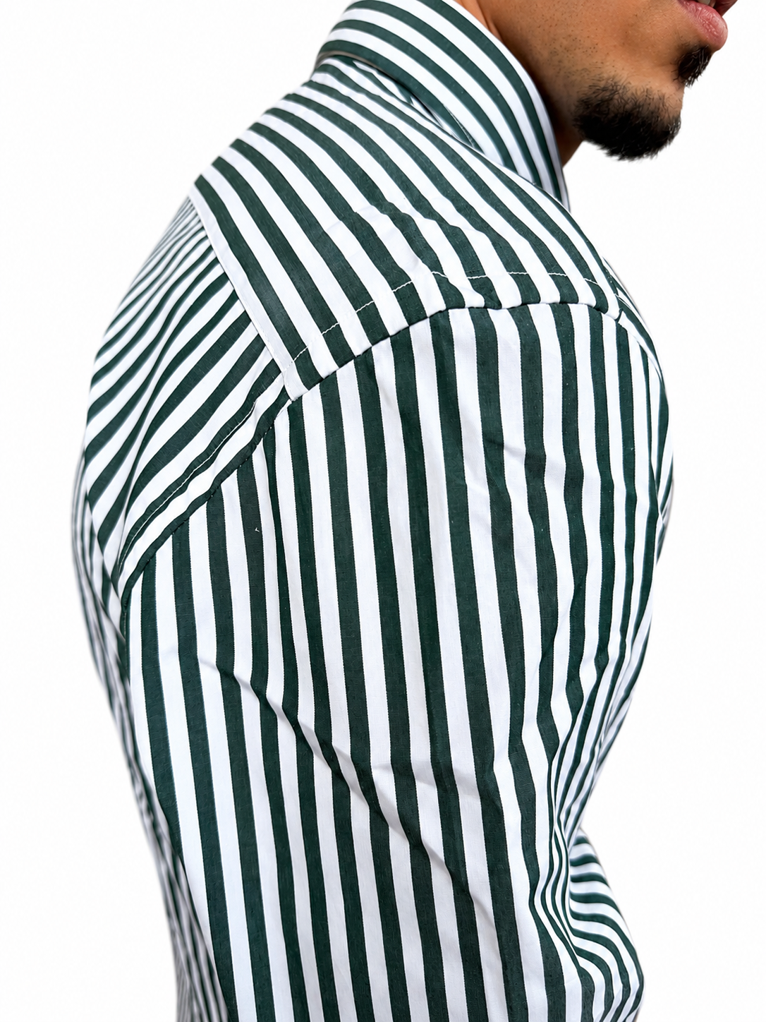 Camicia a riga larga verde