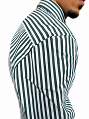 Camicia a riga larga verde