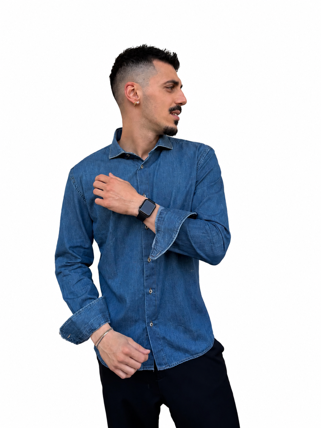 Camicia di jeans chambray lavaggio medio