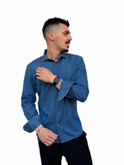 Camicia di jeans chambray lavaggio medio