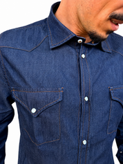 Camicia di jeans texana lavaggio scuro