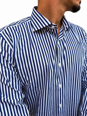 Camicia a riga larga blu jeans