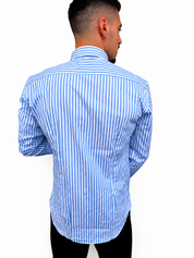 Camicia a riga larga cielo