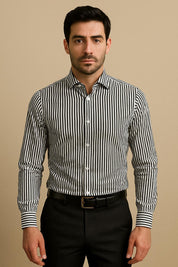 Camicia Maniche Lunghe Rigata A101 Blu/Bianco