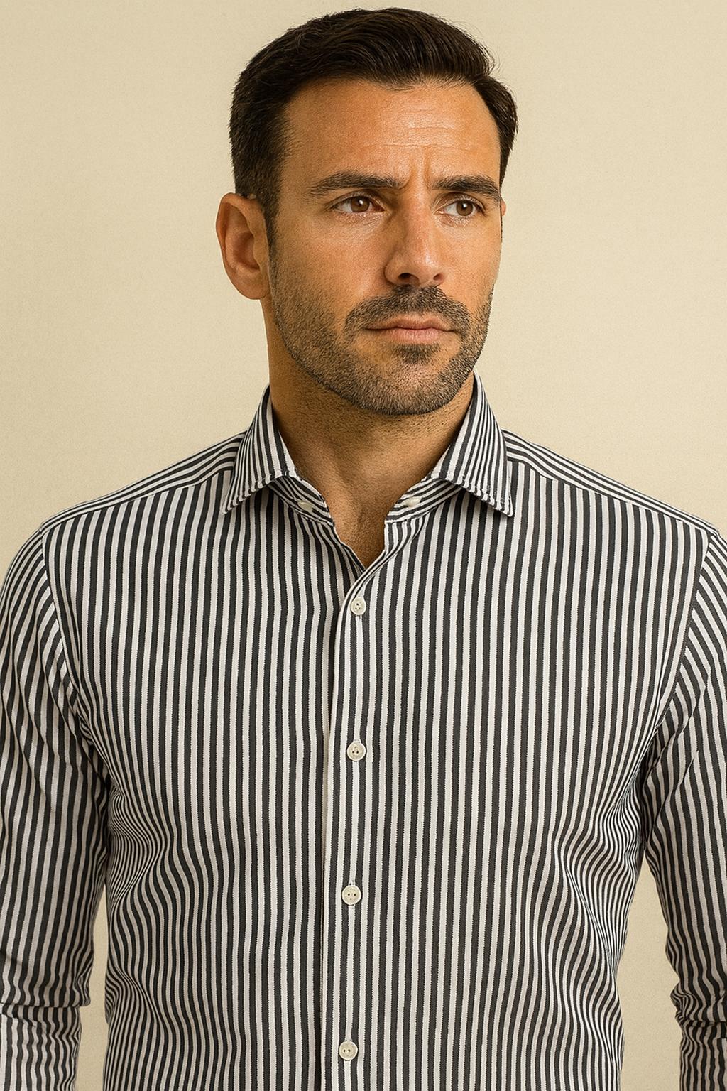 Camicia Maniche Lunghe Rigata A101 Blu/Bianco