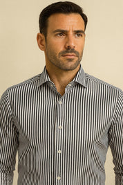 Camicia Maniche Lunghe Rigata A101 Blu/Bianco