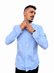 Camicia a riga larga cielo