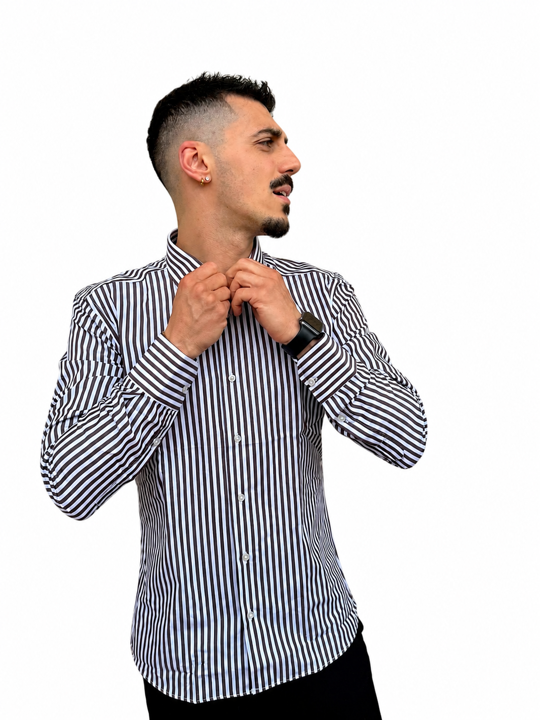 Camicia a riga larga moro