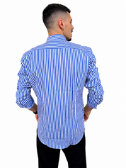 Camicia a riga larga blu royal