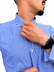 Camicia a riga media blu royal