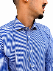 Camicia a riga media blu royal