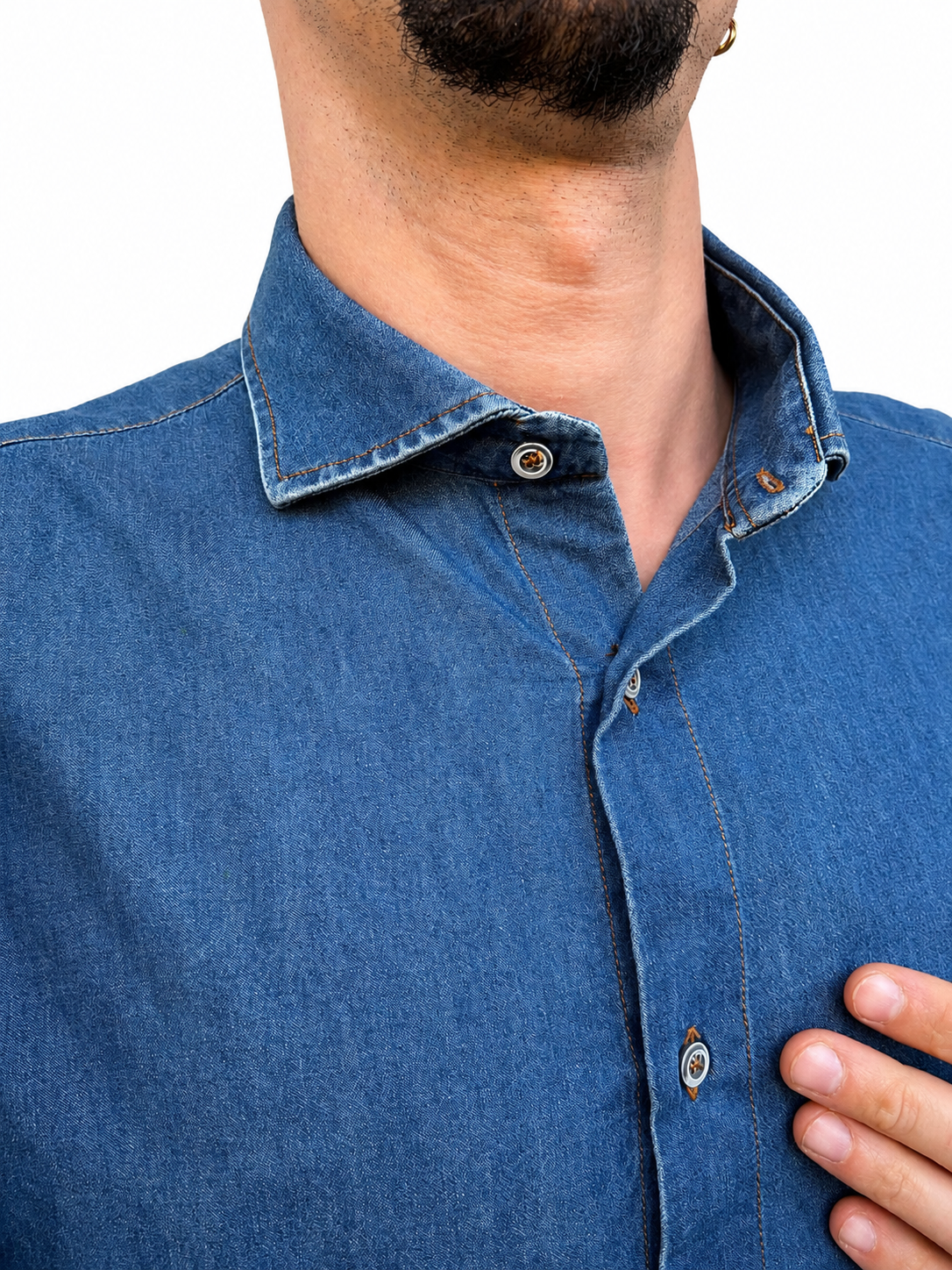 Camicia di jeans chambray lavaggio medio