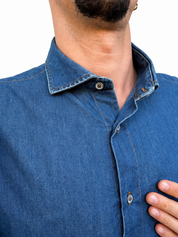 Camicia di jeans chambray lavaggio medio