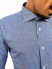 Camicia a riga media blu