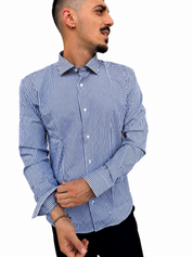 Camicia a riga media blu