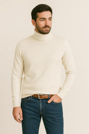 Maglione Collo Alto Basic Essntials Panna