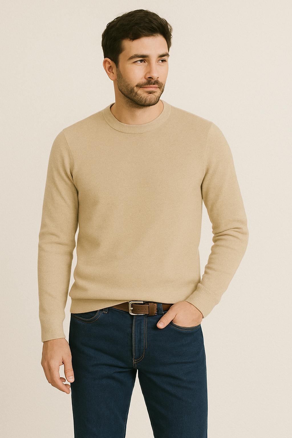 Maglione Girocollo Linea Essentials Beige